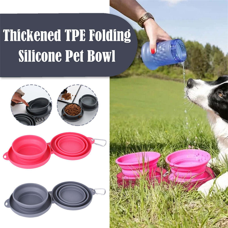 Rubber Foldable Double Pet Food and  Bowl