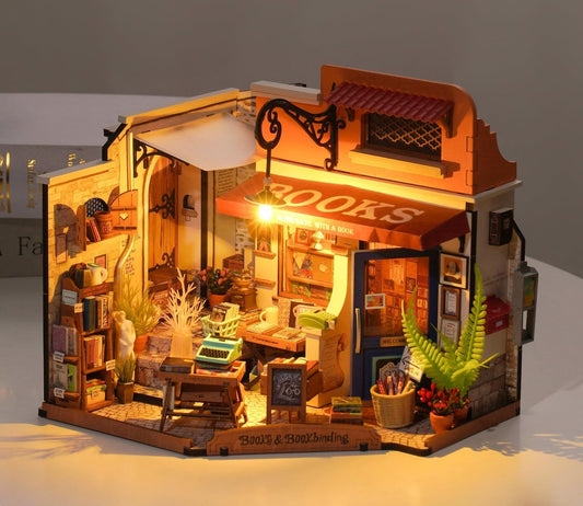 Wooden Dollhouse Building Kit With LED For All Ages.