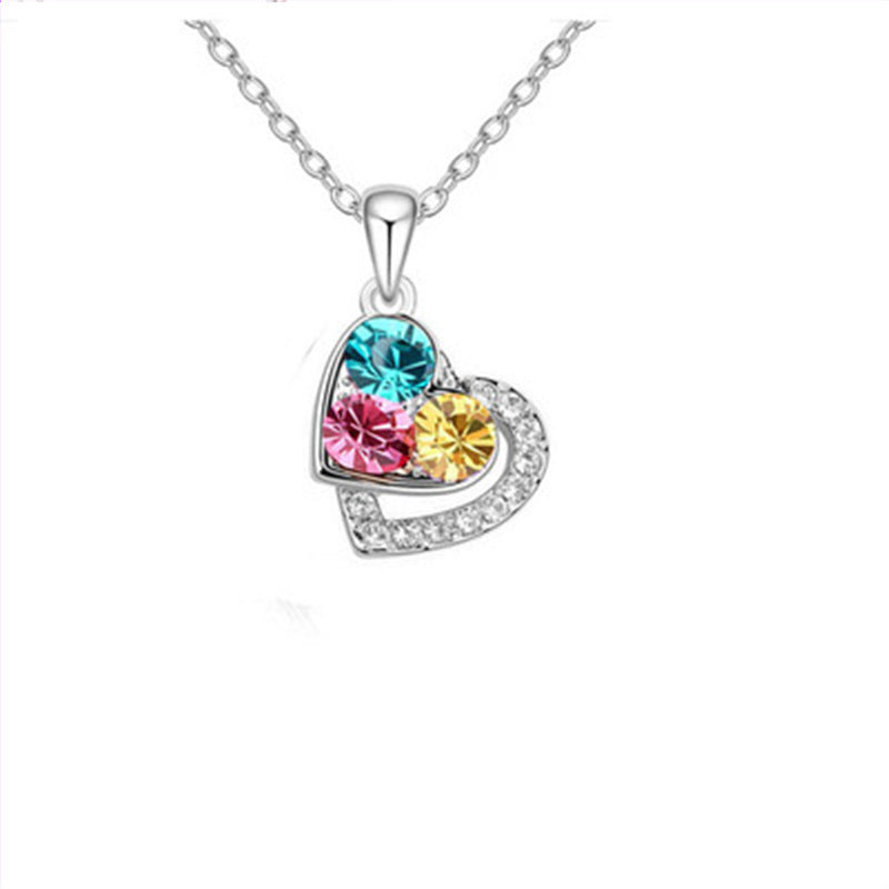 Color Heart Charm Necklace