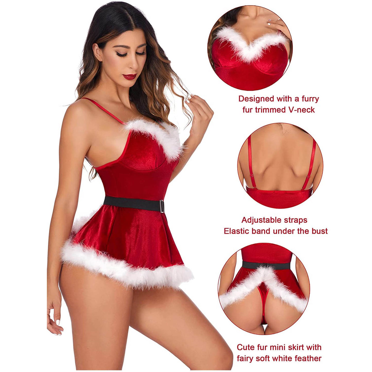 Sheer Mesh Fluffy Christmas Nightdress