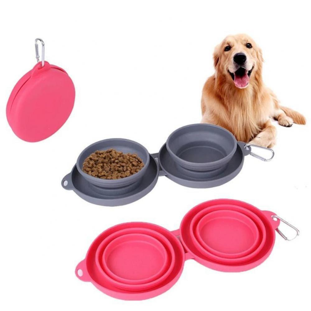 Rubber Foldable Double Pet Food and  Bowl