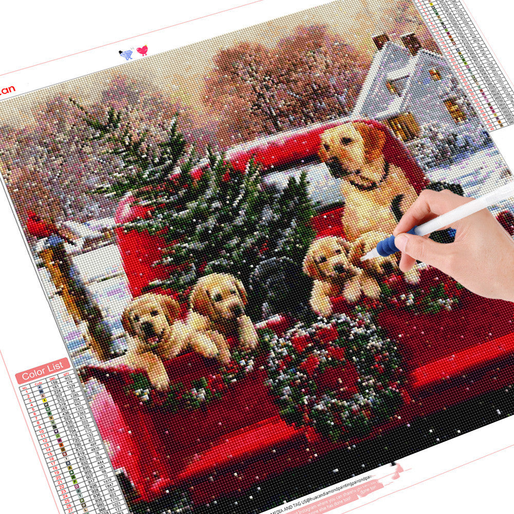 Puppy Family Christmas Diamond Craft