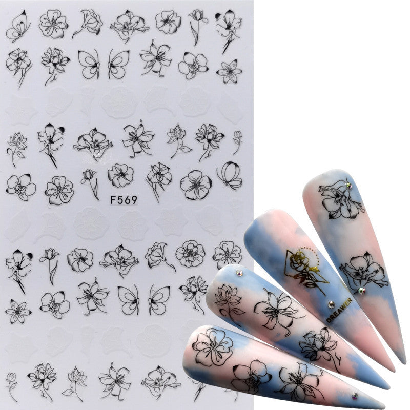 Butterfly, Flower, Feather & Lace Nail Sticker