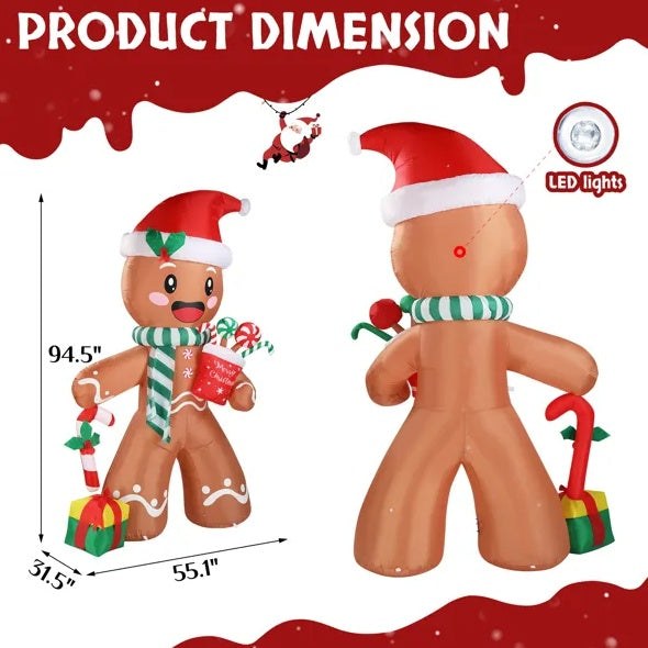 7.9 FT Lighted Inflatable Gingerbread Man