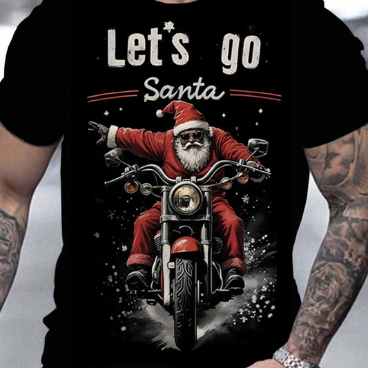 Men's Let's Go Santa Motorcycle Shirt