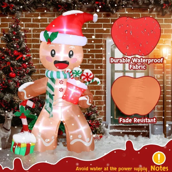 7.9 FT Lighted Inflatable Gingerbread Man