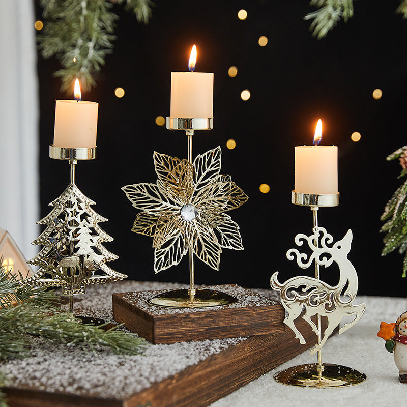 Romantic Christmas Iron Candlestick