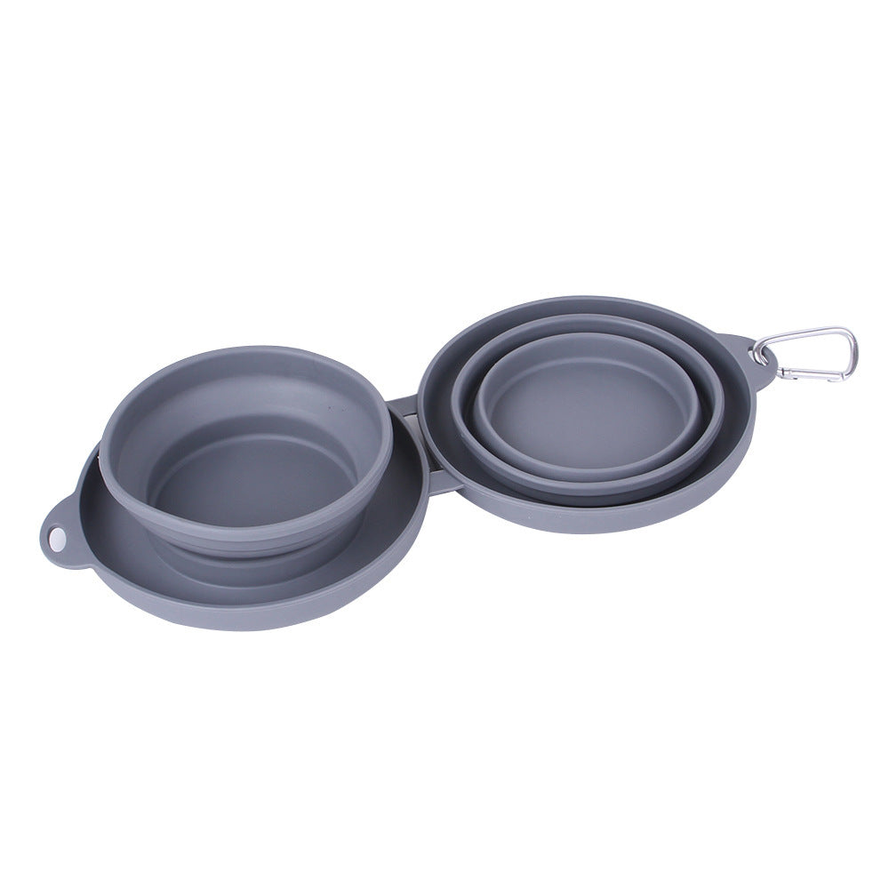 Rubber Foldable Double Pet Food and  Bowl