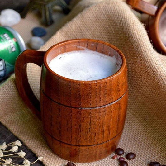 Wood Barrel Beer Mug