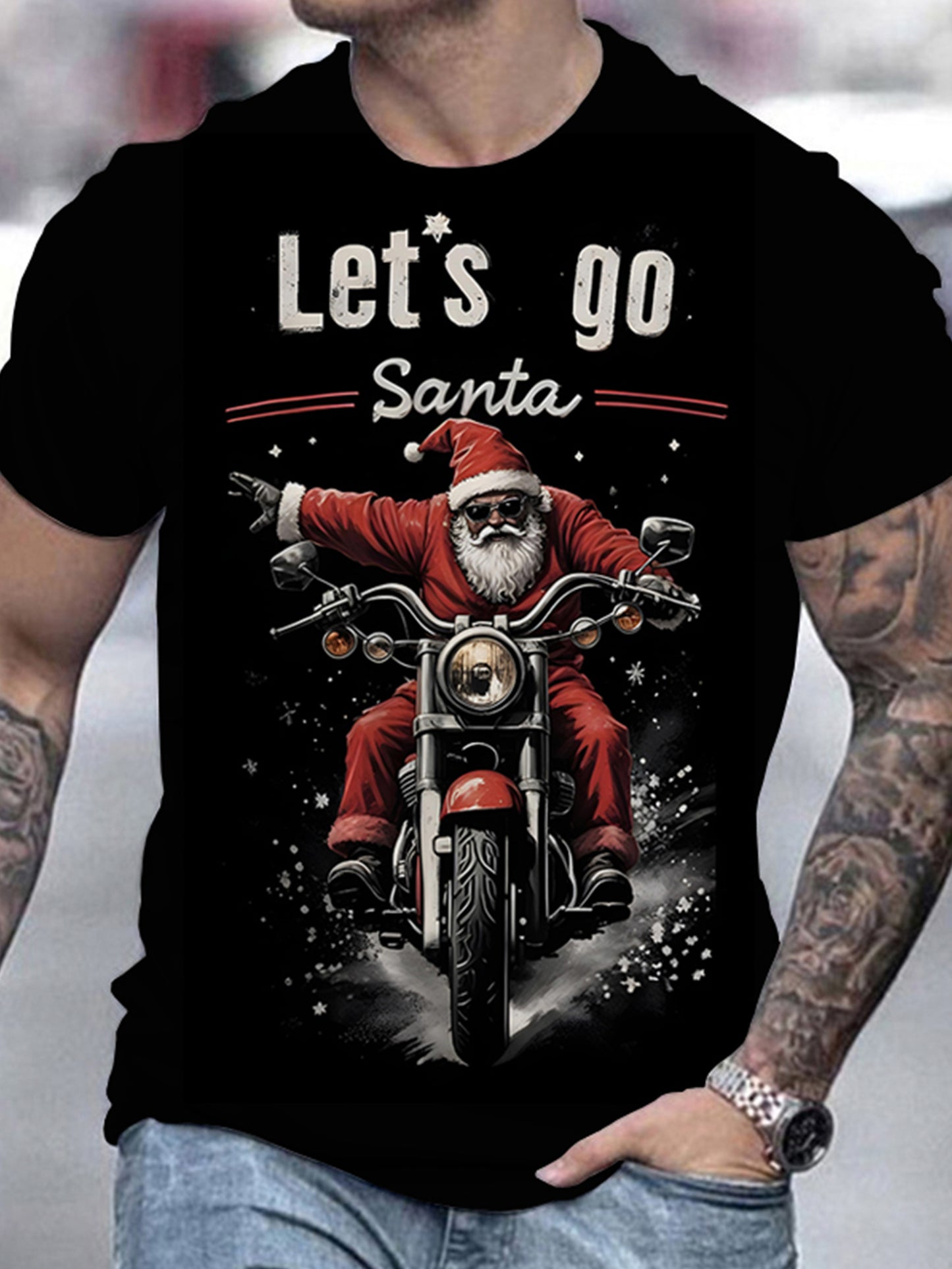 Men's Let's Go Santa Motorcycle Shirt