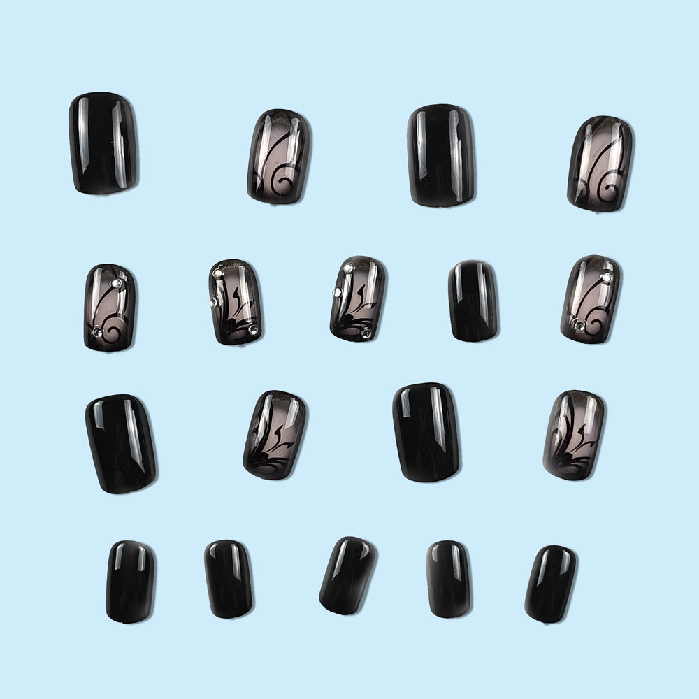 Black Vine Nail Wraps - Dark Style