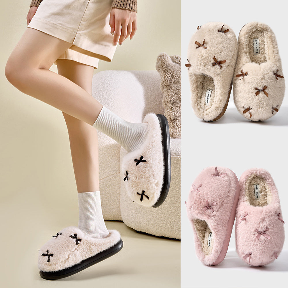 Women's Butterfly Knot Cotton Slippers