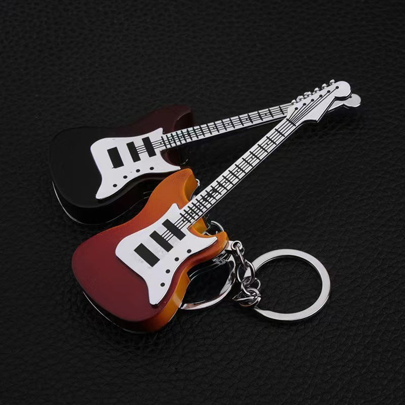 Guitar Shape Inflatable Flame Lighter Keychain gift