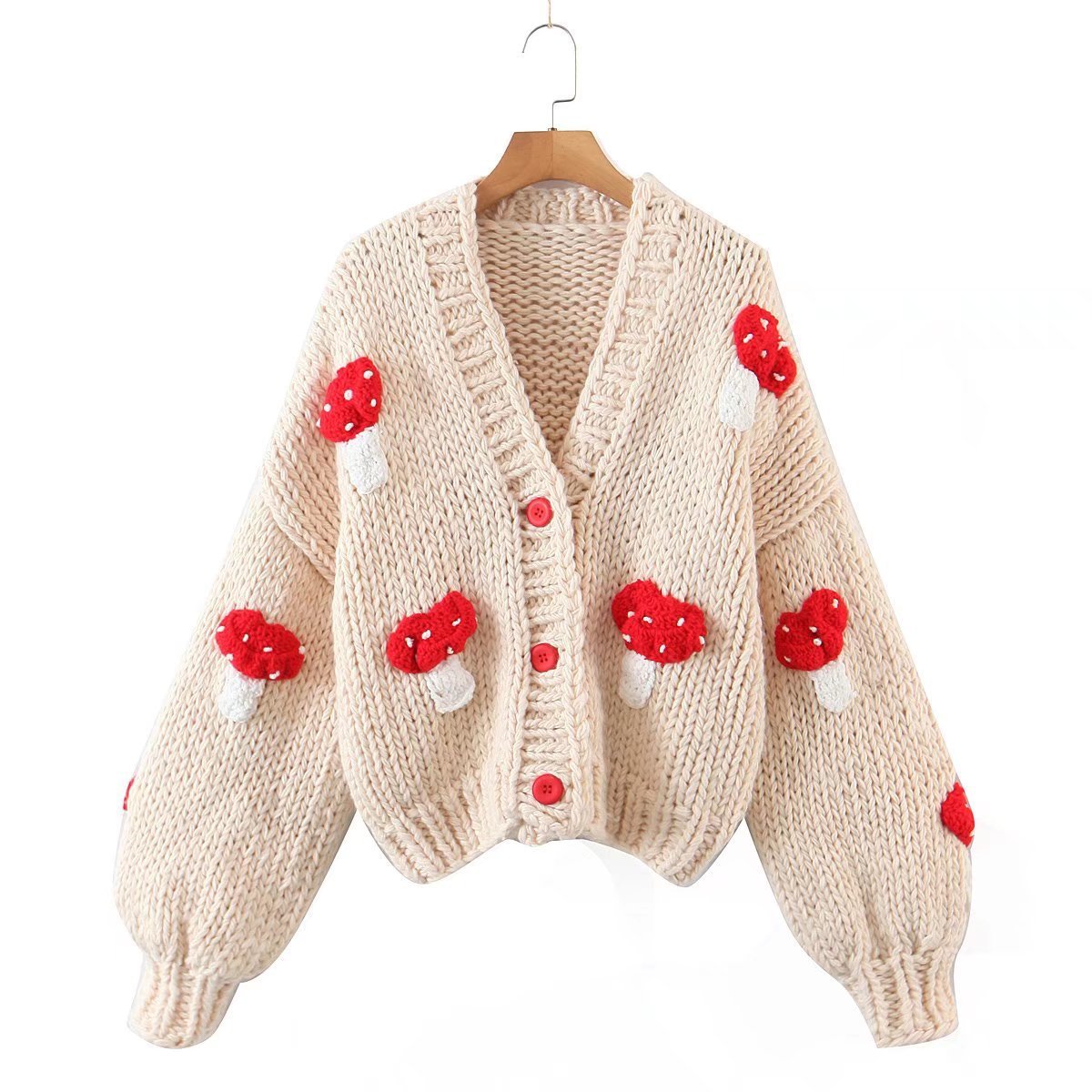 Autumn Two-color Mushroom Sweater Coat