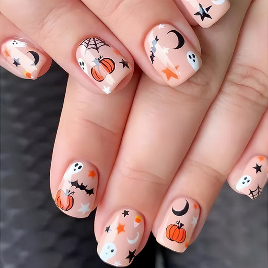 Halloween Pumpkin Cartoon Fake Nail Patch