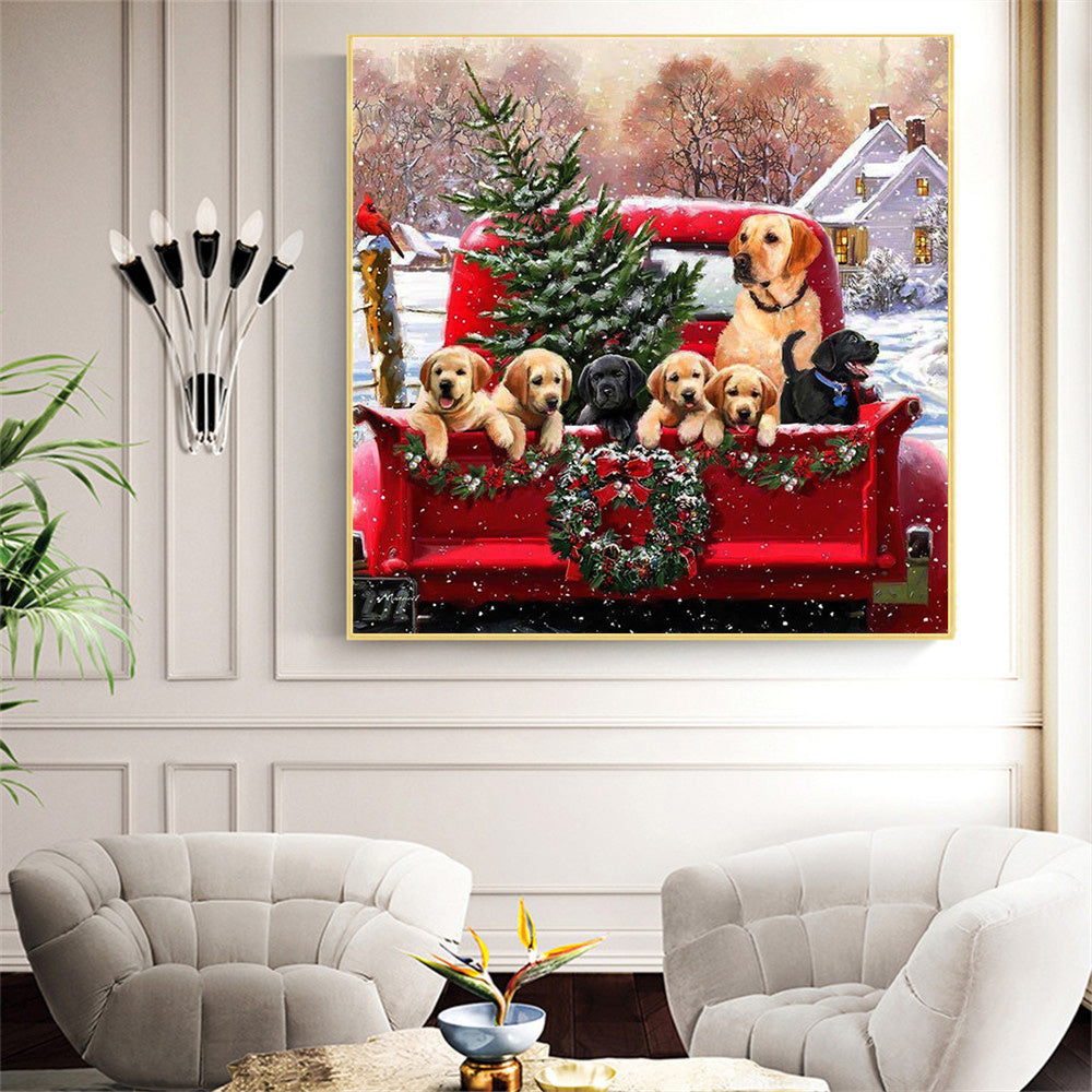 Puppy Family Christmas Diamond Craft