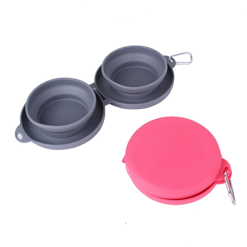 Rubber Foldable Double Pet Food and  Bowl