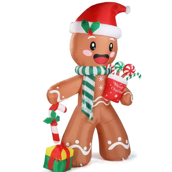 7.9 FT Lighted Inflatable Gingerbread Man