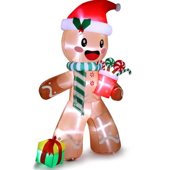 7.9 FT Lighted Inflatable Gingerbread Man