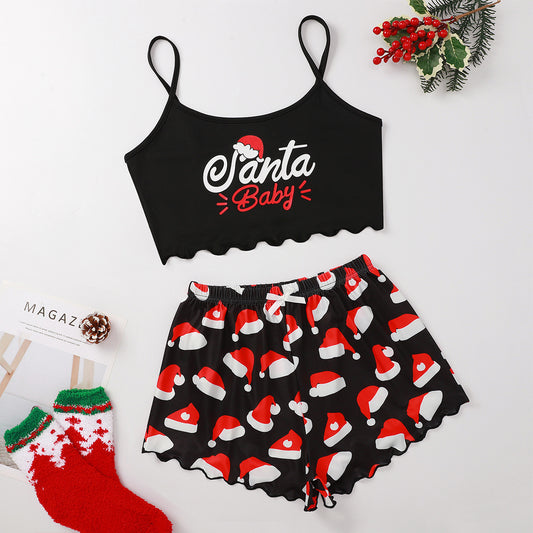 Women's Thin Straps Santa Girl Pajamas