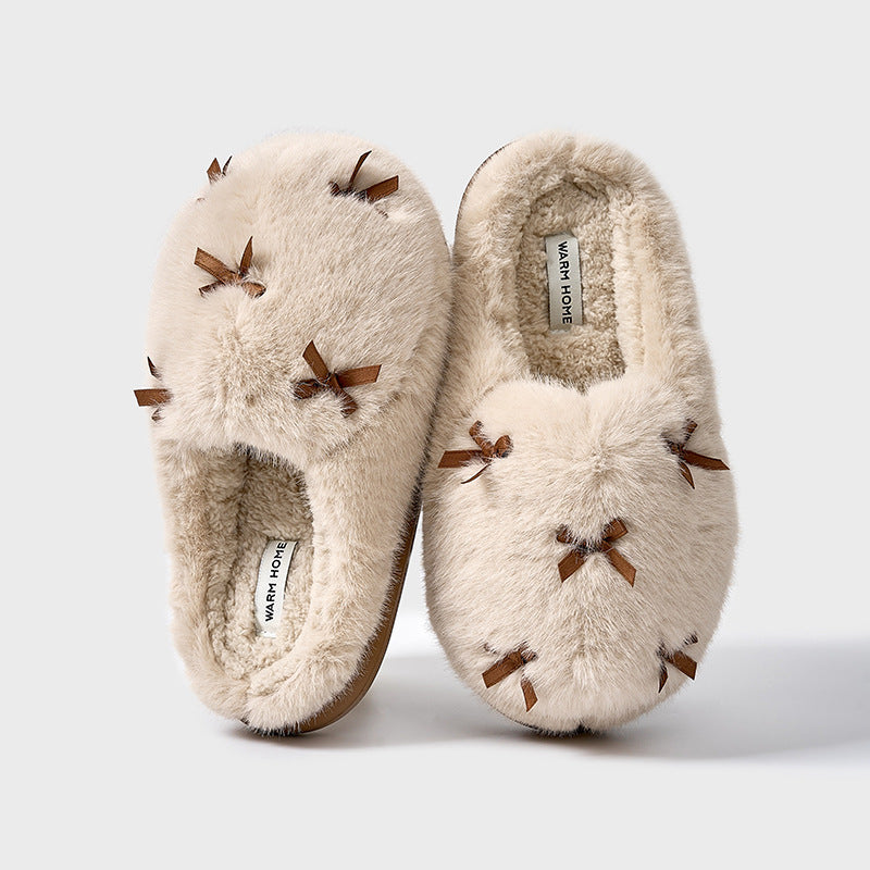 Women's Butterfly Knot Cotton Slippers