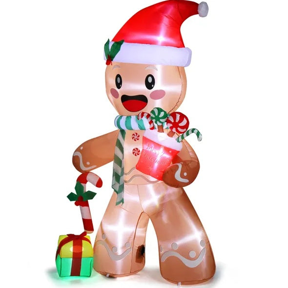 7.9 FT Lighted Inflatable Gingerbread Man