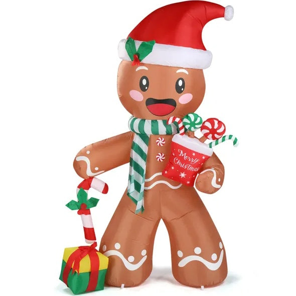 7.9 FT Lighted Inflatable Gingerbread Man