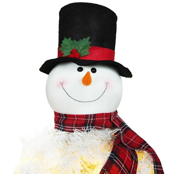 4FT Snowman Shaped Christmas Tree With Pre-Lit LED