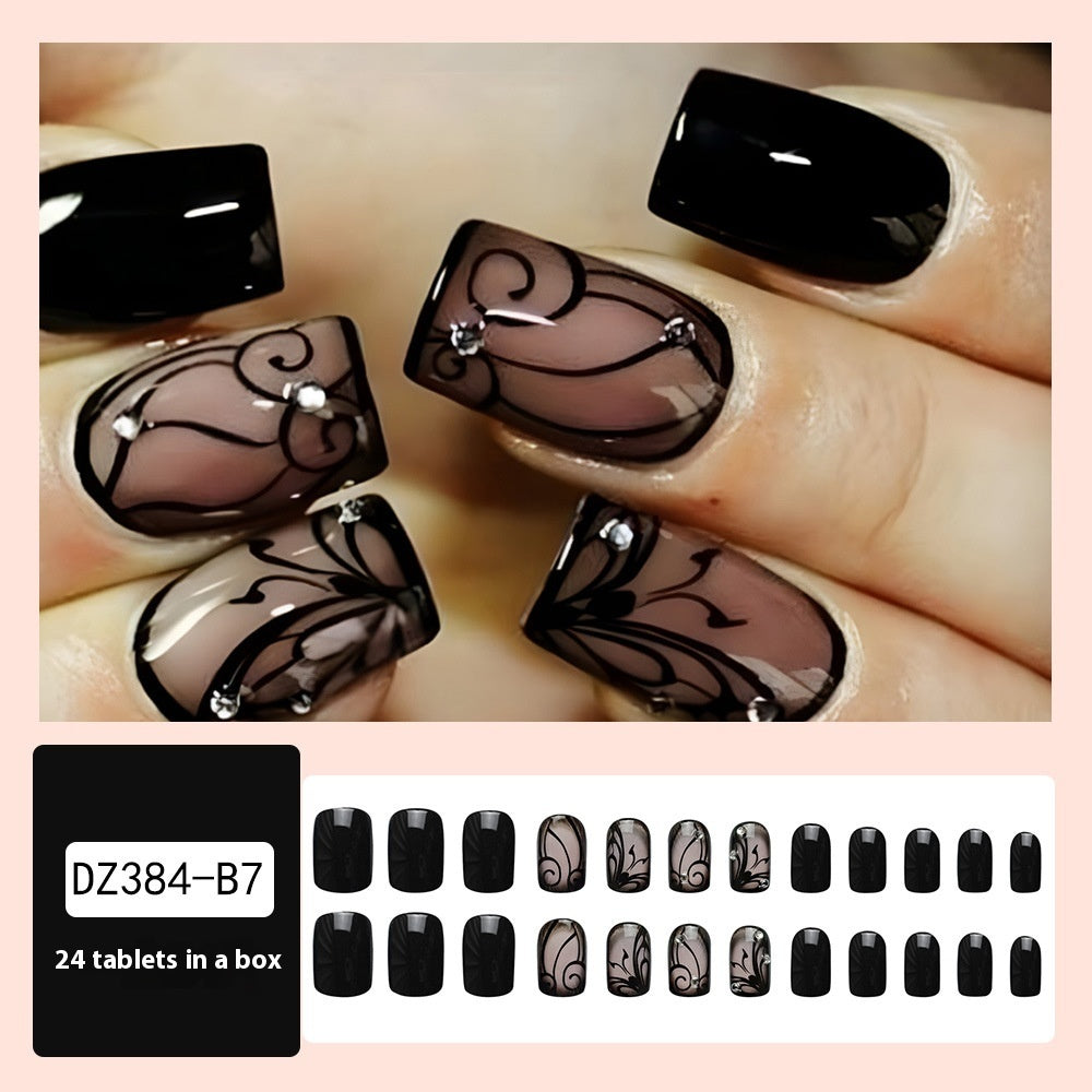 Black Vine Nail Wraps - Dark Style