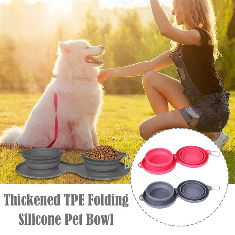 Rubber Foldable Double Pet Food and  Bowl