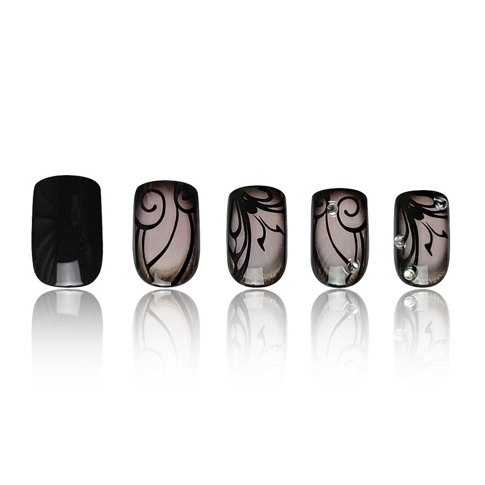 Black Vine Nail Wraps - Dark Style