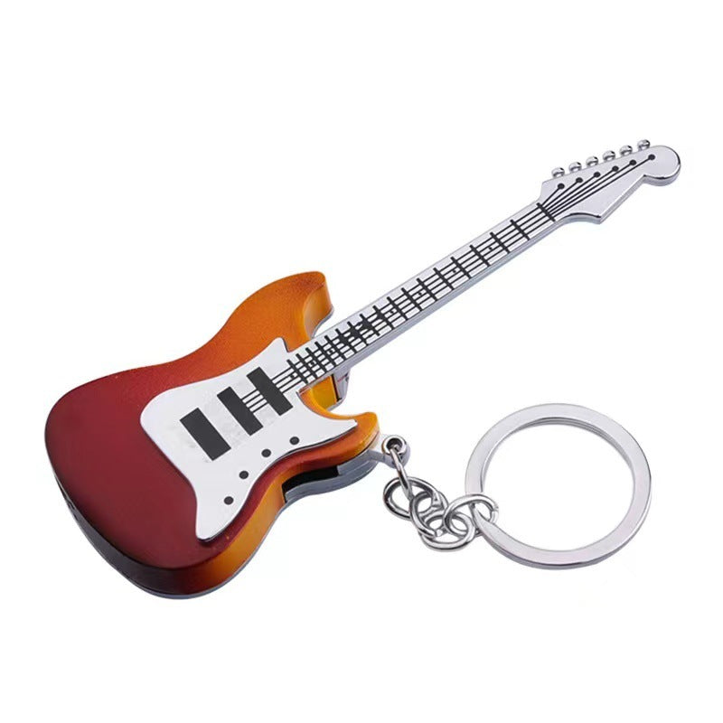 Guitar Shape Inflatable Flame Lighter Keychain gift