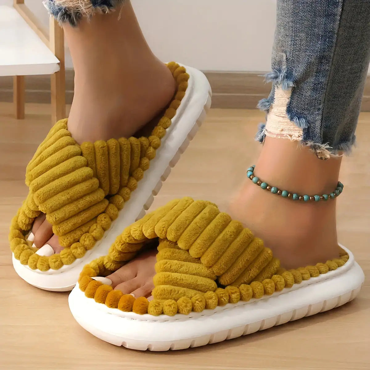 Cozy Crisscross Platform Slippers