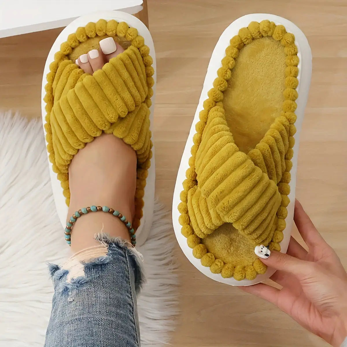 Cozy Crisscross Platform Slippers